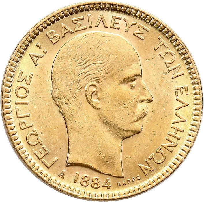 Grecja 20 drachm 1884 A Paryż st.1